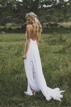 Alluring A-line/Princess Sleeveless Boho Lace Sweep Train Wedding Dresses