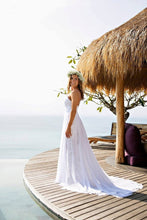 Alluring A-line/Princess Sleeveless Boho Lace Sweep Train Wedding Dresses