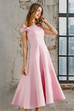 Off-the-Shoulder A-line Tea-Length Formal Prom/ Bridesmaid Dresses