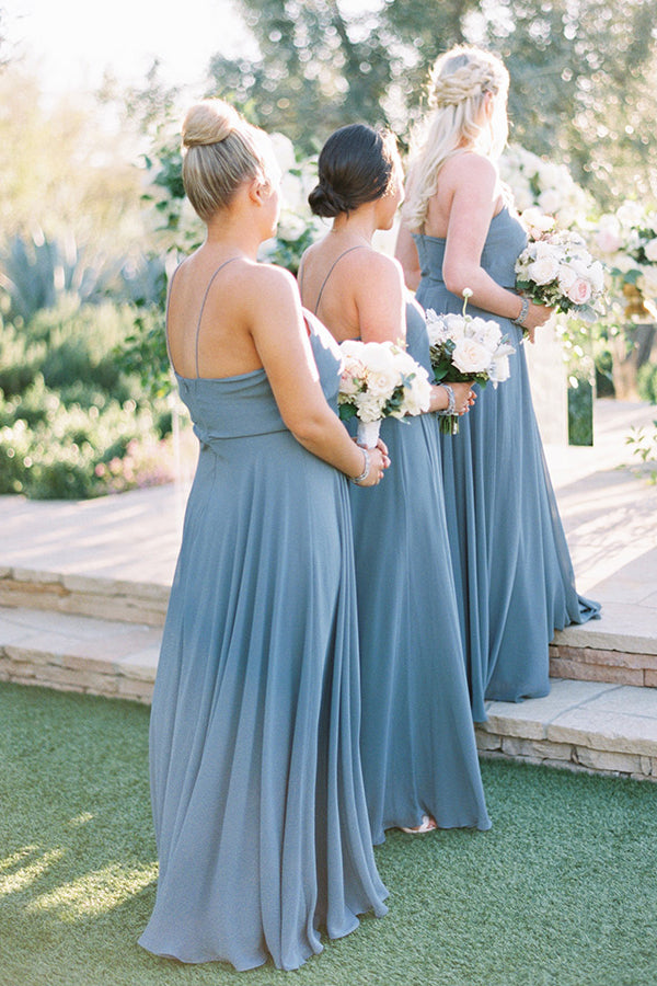 Strappy V-Neck Chiffon A-Line Bridesmaid Dress