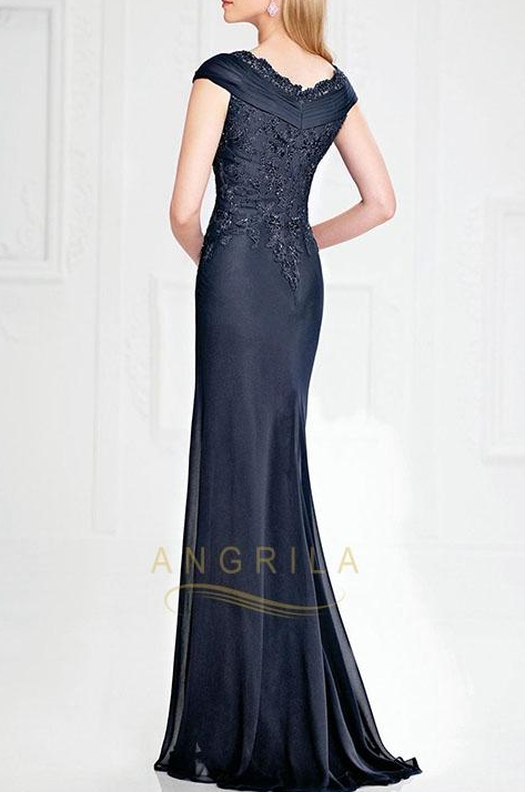 Chiffon V-Neck Mother of the Bride Dresses with Cap Sleeves Secondary image