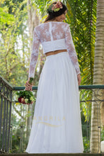 Two-Piece Lace & Chiffon Wedding Dresses with Long Sleeves