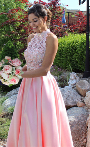 A-line/Princess Sleeveless Criss-cross Beading Long Satin Prom Dresses