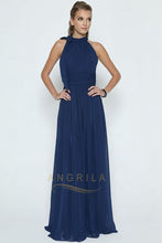 A-Line Halter Long Chiffon Formal Prom Bridesmaid Dresses