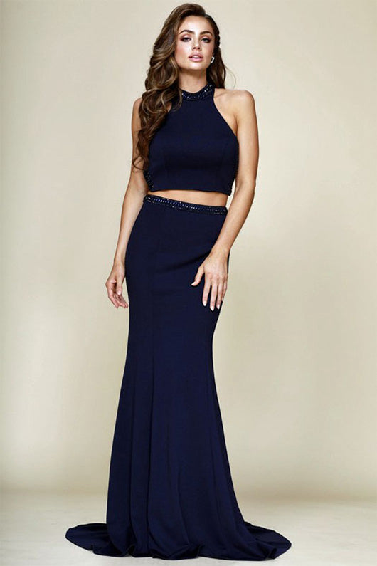 Two-Piece Sleeveless Long Prom Dresses Main image