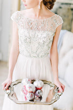 A-Line Scoop Neck Floor Length Tulle Wedding Dresses With Sequins