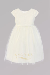 Cute A-line/Princess Cap Sleeves Tea-length Flower Girl Dresses