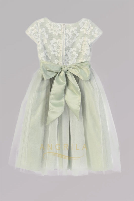 Cute A-line/Princess Cap Sleeves Tea-length Flower Girl Dresses
