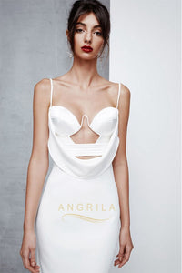 Sexy White Floor-Length Sheath Prom Dresses