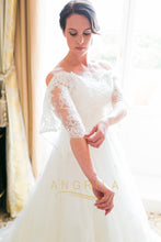 A-line/Princess Off-the-Shoulder Lace Wedding Dress with Sleeves