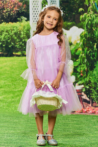 Glamorous A-line Scoop Neckline Tea-length Tulle Flower Girl Dresses