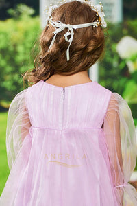 Glamorous A-line Scoop Neckline Tea-length Tulle Flower Girl Dresses