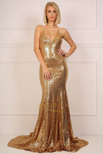 Sexy Trumpet/Mermaid Sequined Open Back Prom Dresses