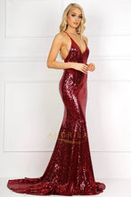 Sexy Trumpet/Mermaid Sequined Open Back Prom Dresses