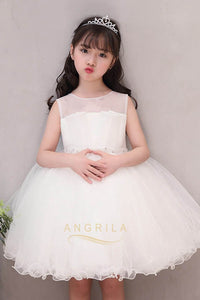 Cute Illusion Knee-length Tulle Flower Girl Dresses