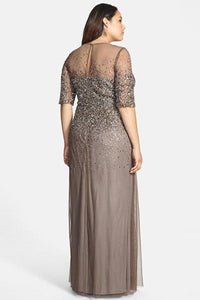 Sheath/Column 1/2 Sleeves Sequins Long Plus Size Mother of the Bride Dresses