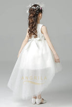 High Low Scoop Tulle Flower Girl Dresses with Beaded Flowers