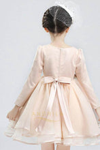 Champagne A-line/Princess Long Sleeves Flower Girl Dresses with Handmade Flowers