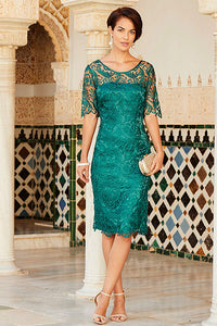 Sheath/Column Knee-length Lace Mother of the Bride Dresses with 1/2 Sleeves