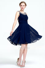 A-Line V-neck Short Chiffon Lace Prom Dresses With Sequins