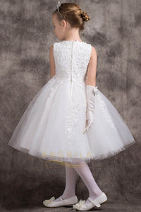 Chic A-line/Princess Lace Top Knee-length Tulle Flower Girl Dresses
