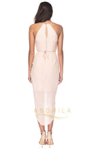 Sheath/Column Halter Bridesmaid Dresses with Gold Metal Belt