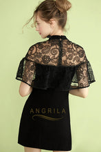 Chic Bow Tie Lace Short Sleeves Cocktail Dresses