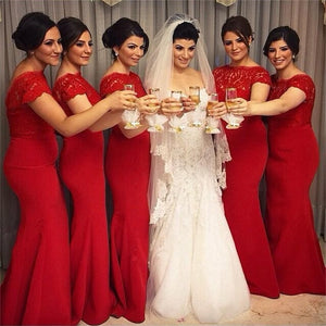 Luxurious Trumpet/Mermaid Cap Sleeves V-back Long Bridesmaid Dresses