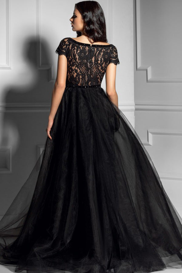 Black V-Neck Prom Dresses with Sleeves Secondary image