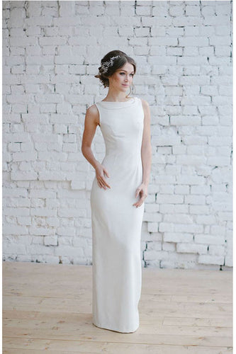 Sleek Sheath Sleeveless Satin Simple Wedding Dresses