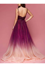 Ombre V Neck Long Cheap Formal Dresses Prom Dresses Online
