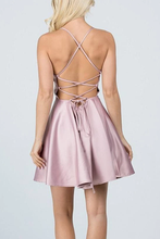A-Line Spaghetti Straps Short Homecoming Dress with Criss Cross Back