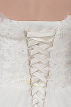 A-line/Princess Off-the-Shoulder Beading Long Lace-up Bridal Wedding Dresses