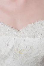 A-line/Princess Off-the-Shoulder Beading Long Lace-up Bridal Wedding Dresses