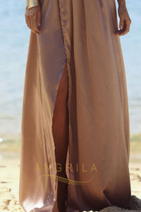 Sexy Spaghetti Strap Deep V-Neck Criss-cross Long Prom Dresses with split