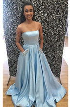 Strapless Stain Prom Dresses with Pockets