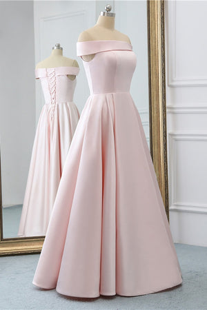Elegant Simple Off-the-shoulder Stain Prom Dress