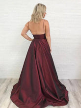 Spaghetti Straps Floor-length Prom Dresses with Pockets