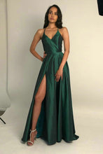 Spaghetti Straps Open Back Prom Dresses with Split