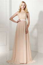 Princess sleeveless Lace Top Long Chiffon Sweep Train Bridesmaid Dresses