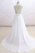 Sleeveless Long Chiffon Wedding Dress with Lace