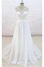 Sleeveless Long Chiffon Wedding Dress with Lace