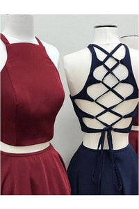 Two Piece Halter Straps Short Homecoming Dresses