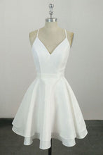 Short Spaghetti Straps V Neck Lace Homecoming Dress