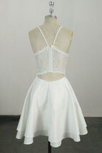 Short Spaghetti Straps V Neck Lace Homecoming Dress