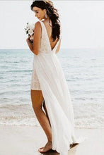 V Neck Sequined Beach Wedding Dresses
