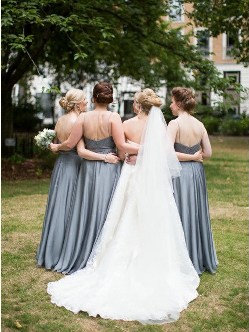 Low-Back Illusion-Neck Lace and Chiffon A-Line Bridesmaid Dress