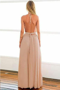 Backless Halter Long Prom Dresses with Split