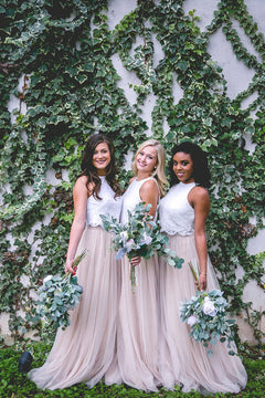 Two-Piece Scalloped Lace and Tulle Bridesmaid Dress