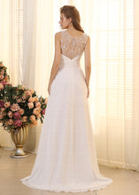 Junoesque A-Line V-neck Sleeveless Beadings Pleated Chiffon  Wedding Dresses